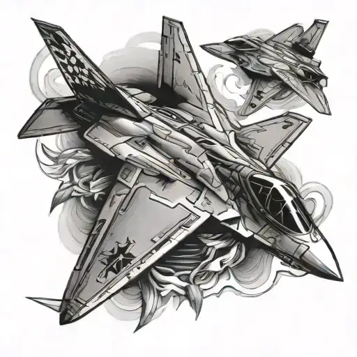 f-22 raptor fighter jet tattoo design idea