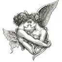 eros & psyche as sapphic tattoo design idea