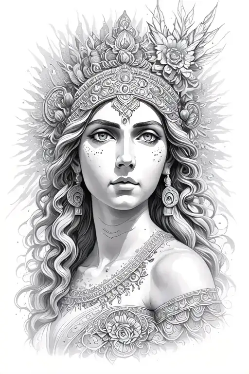 goddess hera straight on  tattoo design idea