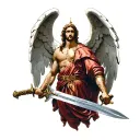 st michael the archangel with a sword piercing tattoo design idea