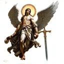 st michael the archangel with a sword piercing tattoo design idea