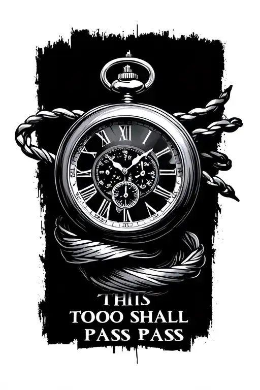 This too shall pass with pocket watch and some nice design to wrap around the arm  tattoo design idea
