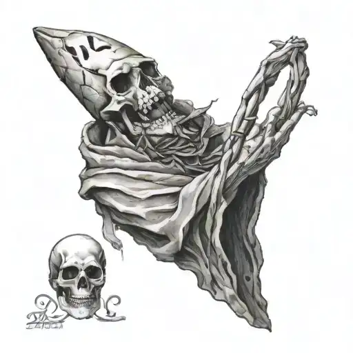 necromancer holding a baguette tattoo design idea