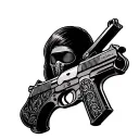 female ski mask gun tattoo design idea