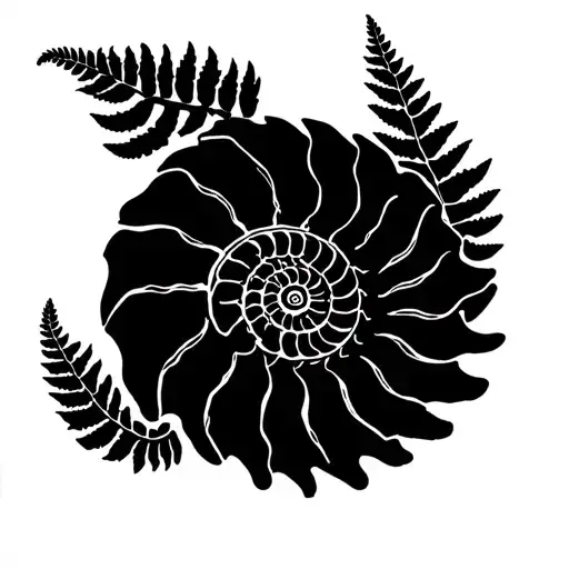 ammonite, unfurling fern tattoo design idea