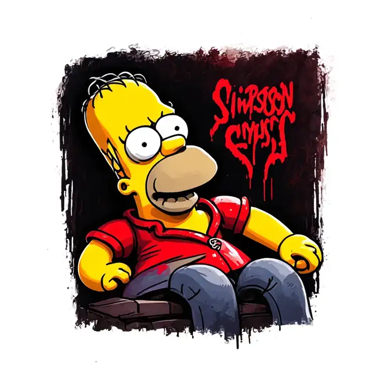 Homer Simpson voodoo doll evil tattoo design idea