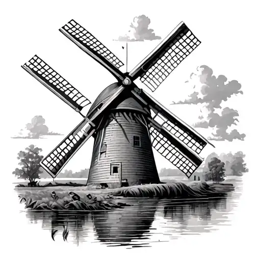 windmill dutch style tattoo design idea