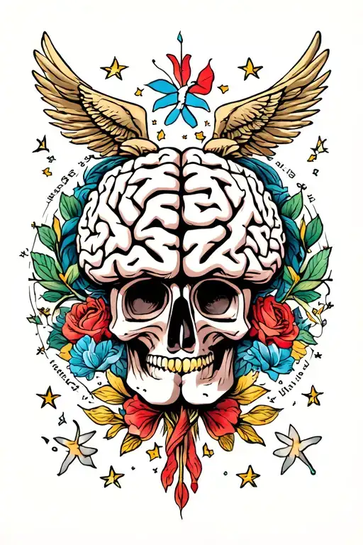 scattered brain tattoo design idea