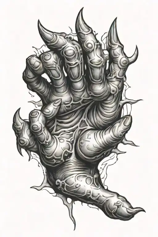 opened door, demon hand coming out tattoo design idea