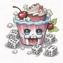 cupcake with cherry popcorn bucket racing checkered bel air dice  tattoo design idea