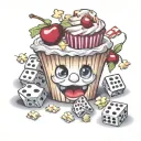 cupcake with cherry popcorn bucket racing checkered bel air dice  tattoo design idea