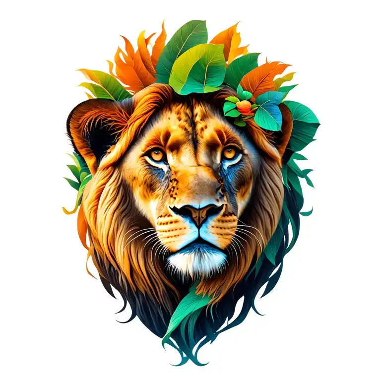 flamboyant tree, simba marking on tree like illustration tattoo design idea