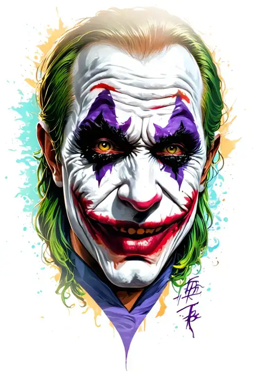 jokers face realistic tattoo design idea
