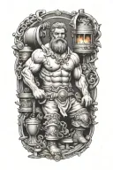 Hephaestus working forge tattoo design idea
