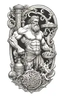 Hephaestus working forge tattoo design idea