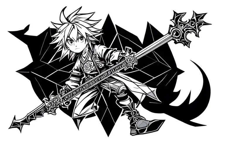 kingdom hearts sora with keyblade tattoo design idea