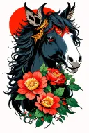 centaur, bones flower hell tattoo design idea