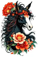 centaur, bones flower hell tattoo design idea