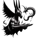 anubis and scale and ascending soul leaving the body tattoo design idea