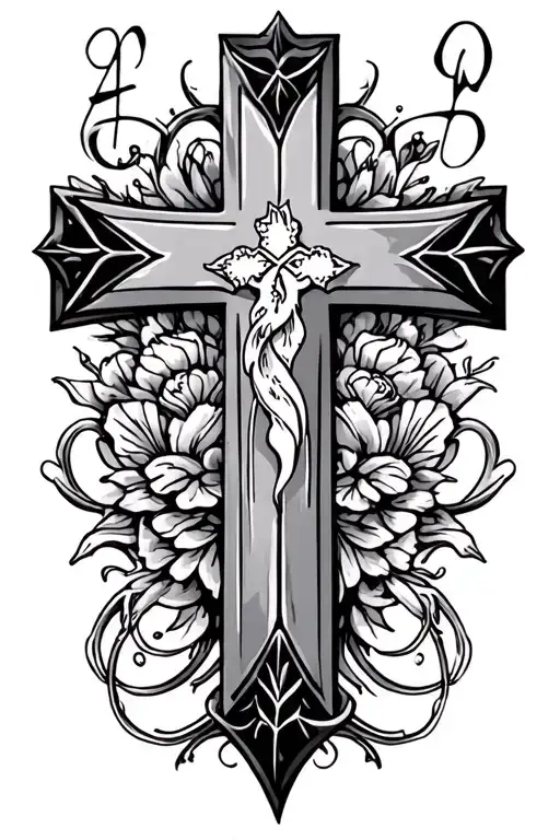 cross and amore written tattoo design idea