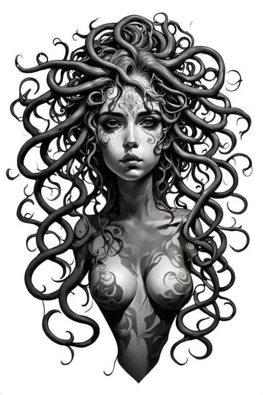 Medusa full body woman tattoo design idea