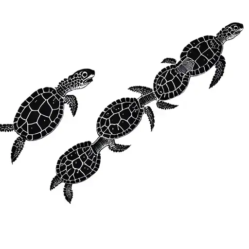 3 turtles arranged in a vertical position  tattoo design idea