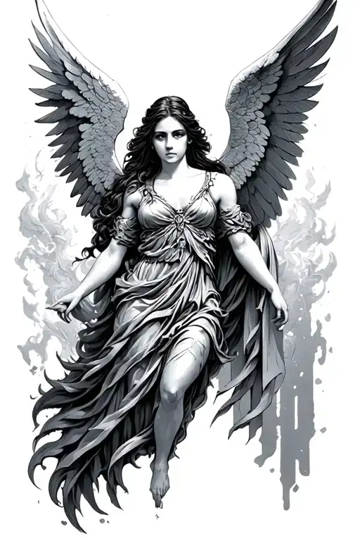 archangel uriel in women form tattoo design idea