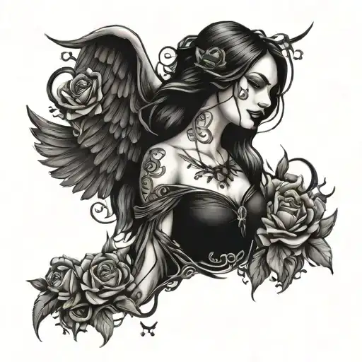 gothic freedom and self love tattoo design idea