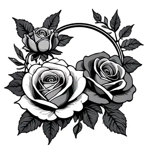 Memorial Grandparents symbol with roses tattoo design idea