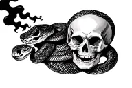 memento mori with black smokes and a snake tattoo design idea