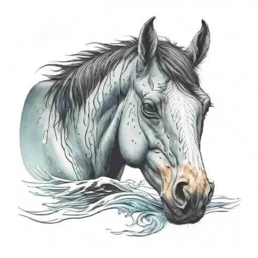 kelpie horse in water tattoo design idea
