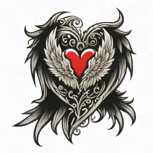 heart angel wing tattoo tattoo design idea