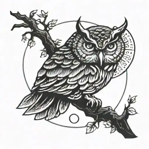 owl, eye above it the moon tattoo design idea