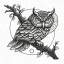 owl, eye above it the moon tattoo design idea