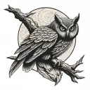 owl, eye above it the moon tattoo design idea