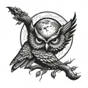 owl, eye above it the moon tattoo design idea