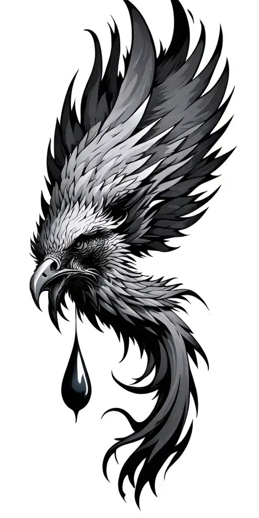phenix  with a tear drop tattoo design idea