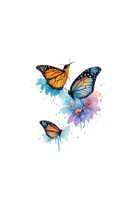 Robin and monarch butterfly tattoo design idea