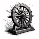 Spinning wheel tattoo design idea