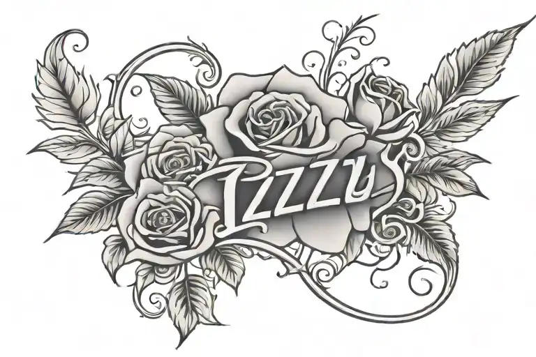Izzy written with roses surrounding the name tattoo tattoo design idea