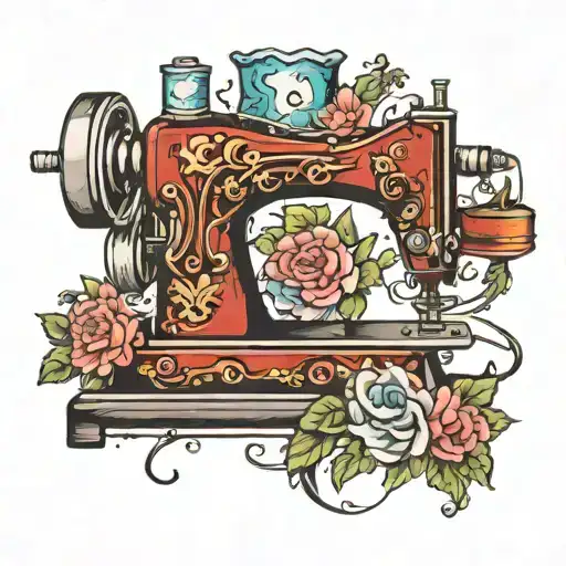sewing machine tattoo design idea