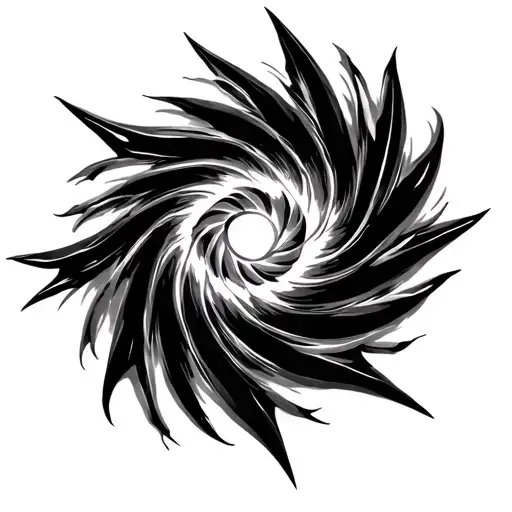 black work spiral tattoo design with spikes for boob tattoo design idea