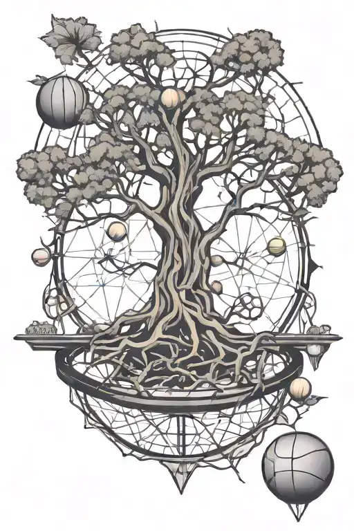 balance scale tree roots galaxy camera basketball tattoo design idea