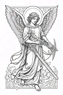 angel holding a sword tattoo design idea