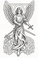 angel holding a sword tattoo design idea