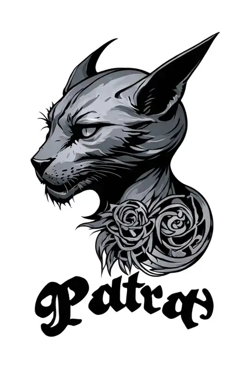 Cyber sigilism with text: "Patrat" for stern  tattoo design idea