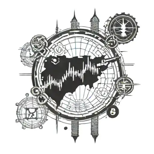 An intricate design of a stylized stock market graph intertwined with currency symbols tattoo design idea