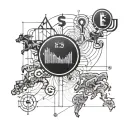 An intricate design of a stylized stock market graph intertwined with currency symbols tattoo design idea