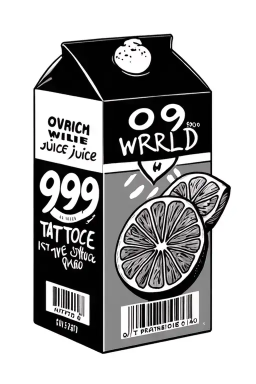 juice box with 999 juice wrld tattoo design idea