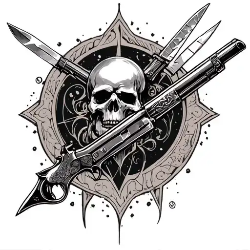 supernatural rubys blade and canes gun tattoo design idea
